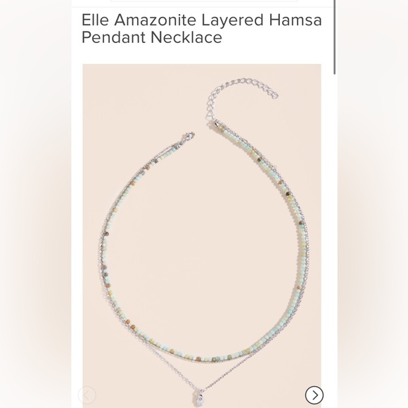NWT Francesca’s Collection Elle Amazonite Layered Hamsa 🪬 Pendant Necklace - Picture 2 of 6